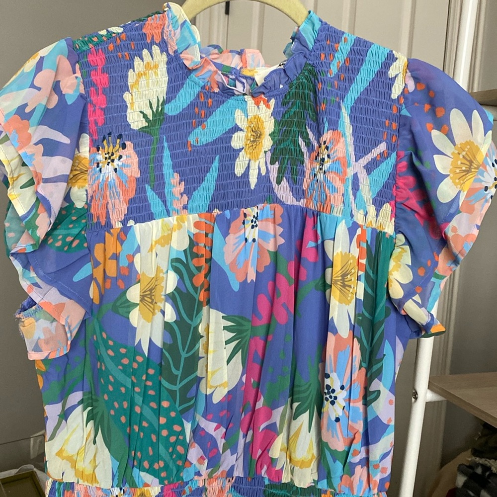 Floral smocked waist dress